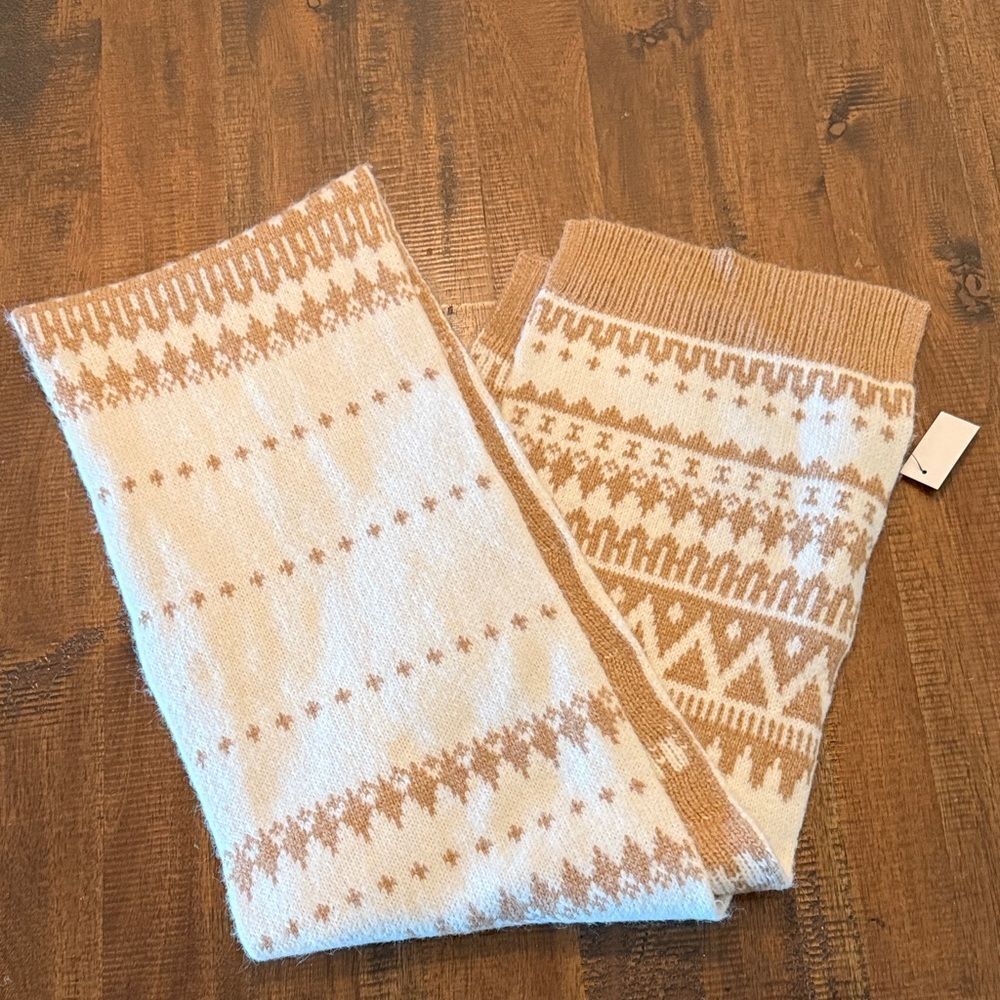 Talbots Cozy Tan and Cream Scarf